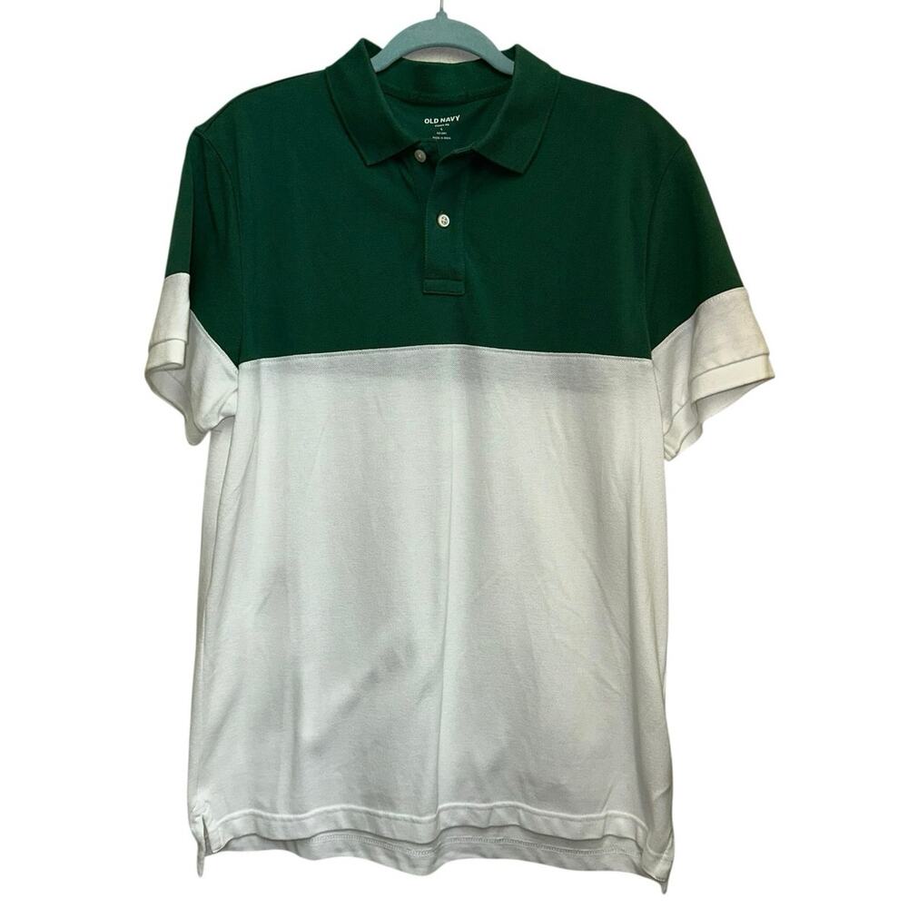 Old Navy Classic Fit Colorblock Polo Shirt Large Green & White